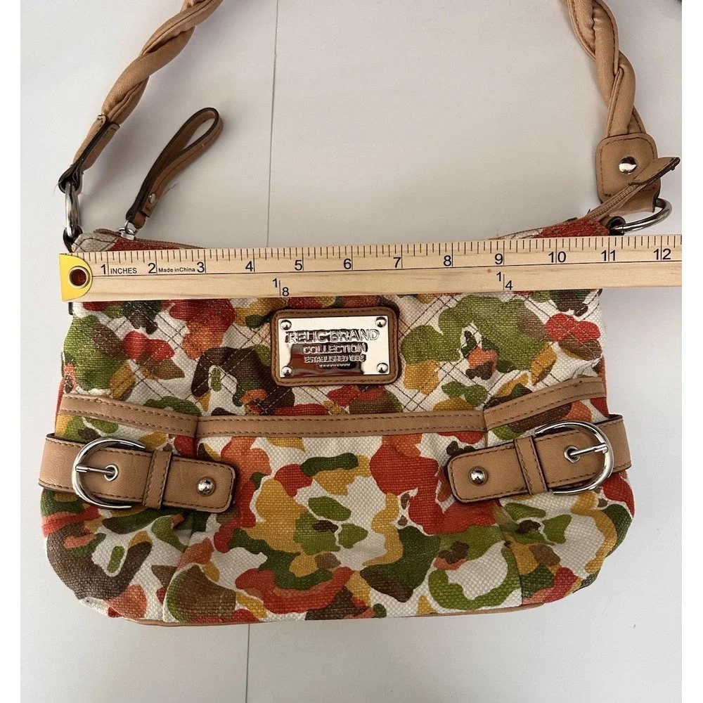 Relic Brand Collection Purse Handbag Canvas Orange Yellow Green Floral Camo